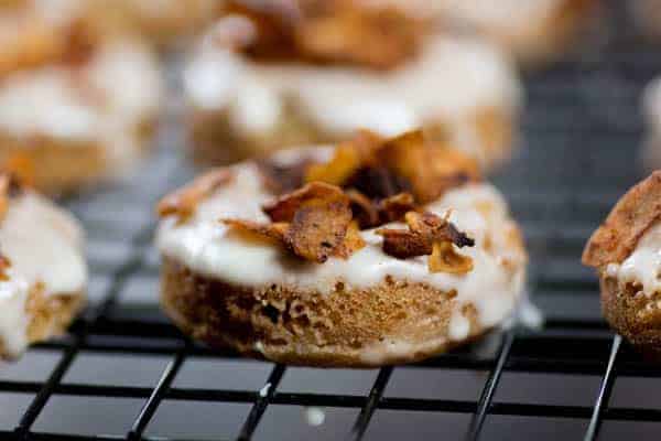 Maple Donuts with Coconut Bacon Sprinkles { @beardandbonnet www.thismessisours.com }