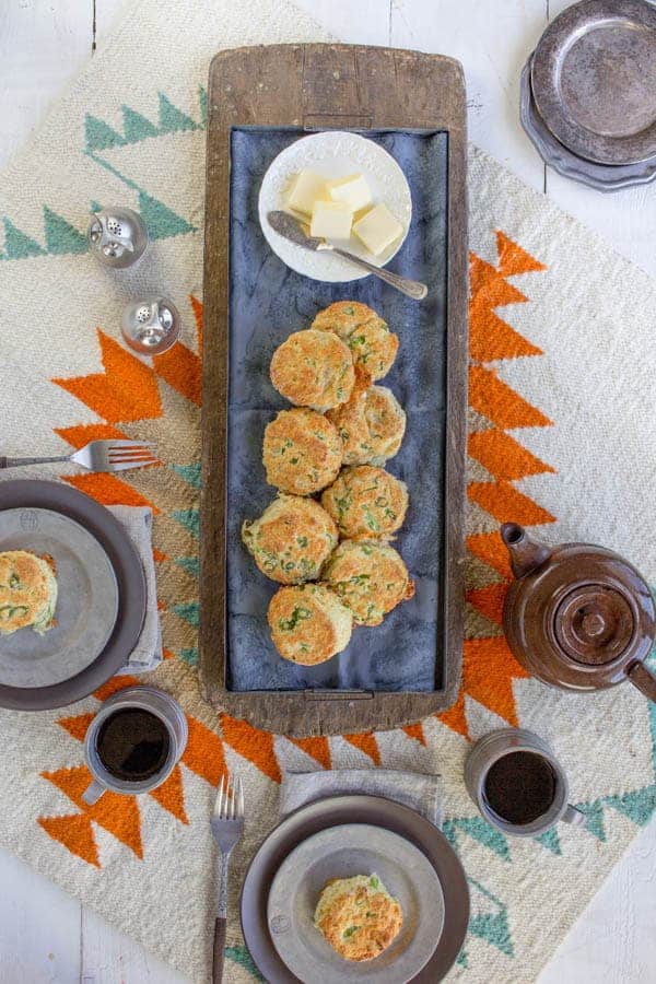White Cheddar and Scallion Biscuit Recipe { www.thismessisours.com @thismessisours.com }