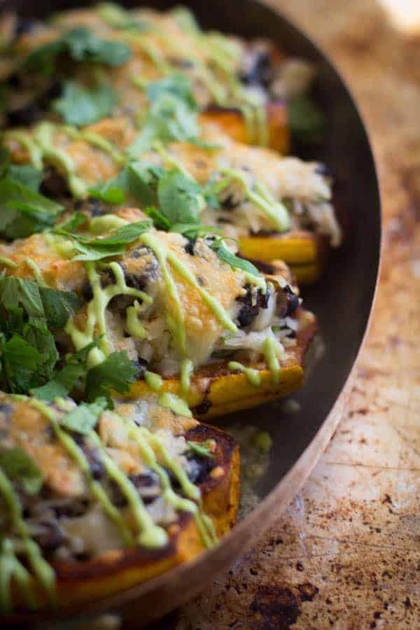 Delicata Squash Burrito Bowls recipe by @beardandbonnet on www.thismessisours.com