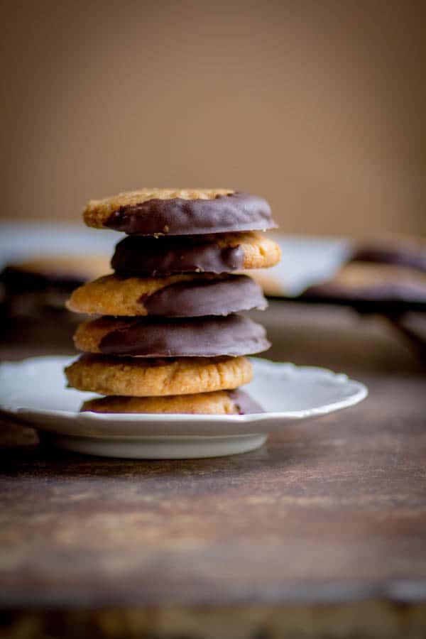 Chocolate Dipped Peanut Butter Cookies recipe by @beardandbonnet on www.thismessisours.com