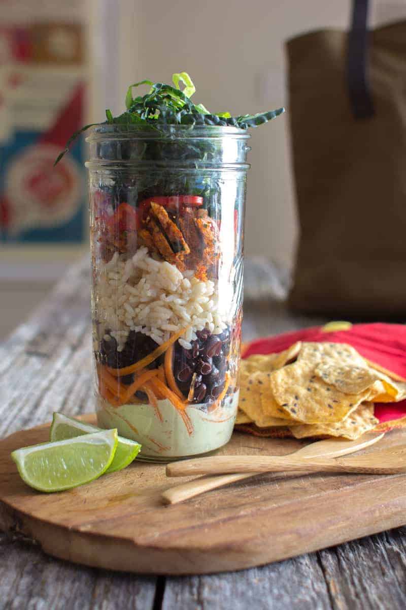 Vegetarian Taco Salad in a Jar (Mason Jar Salad)