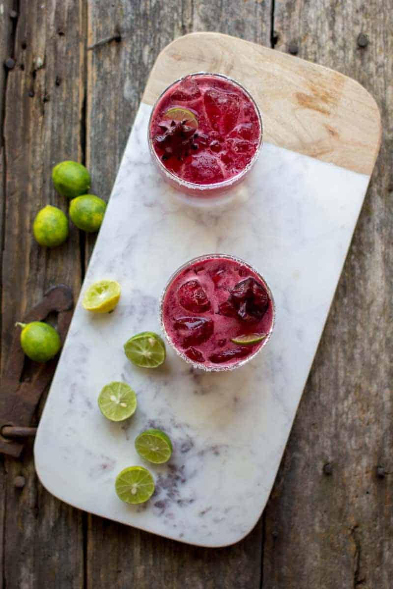 Hibiscus Key Lime Margaritas recipe by @beardandbonnet on www.thismessisours.com