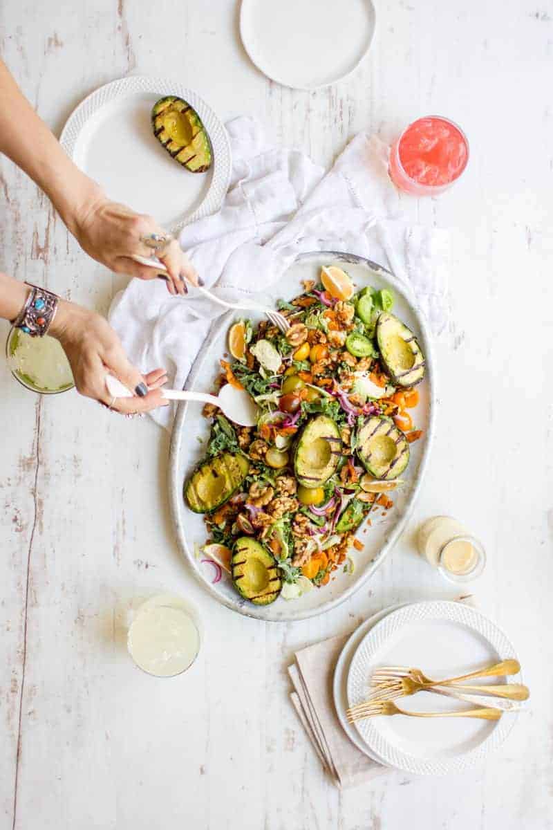 Grilled Avocado and Kale Chopped Salad recipe by @beardandbonnet with @TaylorFarms oo www.thismessisours.com #YourTaylorFarms #spon