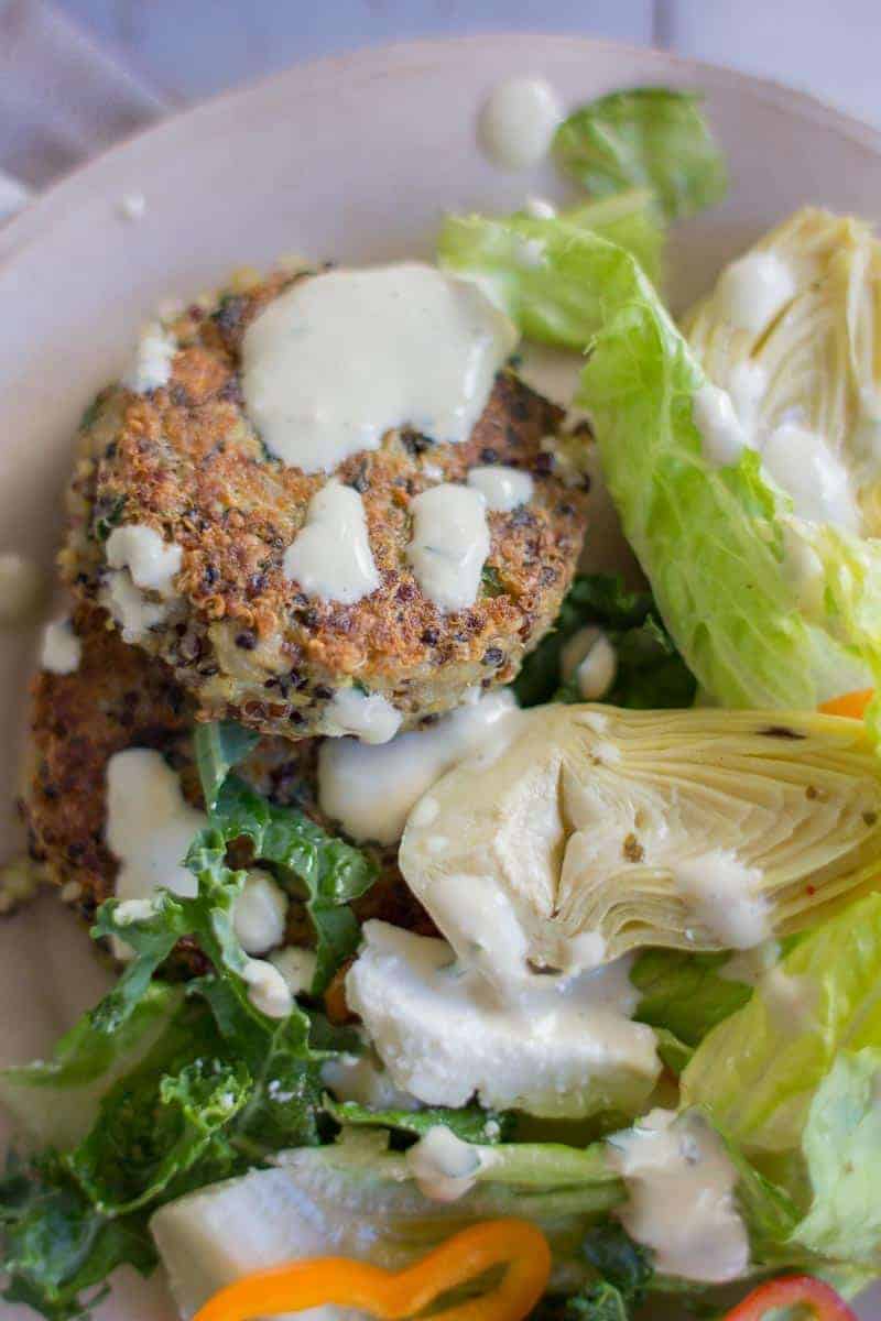 Summer Love Salad with Citrus Laced Quinoa Cakes and Creamy Lemon Vinaigrette recipe by @beardandbonnet with @taylorfarms #YourTaylorFarms #ad #ChefCrafted 