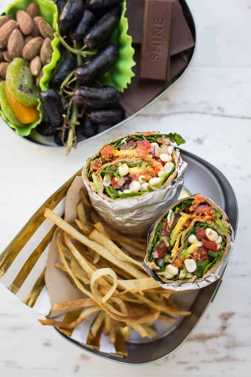 Best Ever Taco Salad Wrap recipe for teen friendly back to school lunches with @FlatOut wraps on @beardandbonnet 