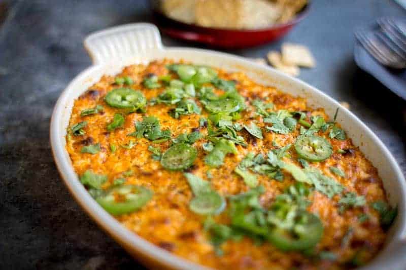 Treat yourself to the ultimate comfort food! Cauli-Ranch Buffalo Dip. Recipe on @beardandbonnet