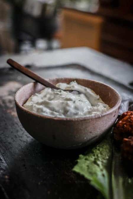A bowl of creamy, homemade tzatziki