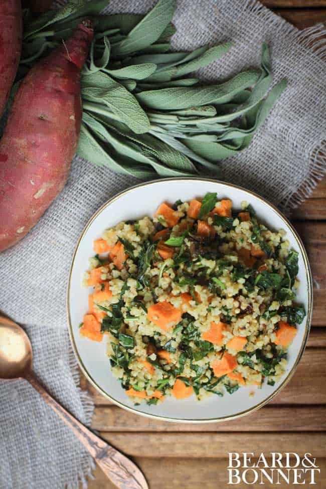 Roasted Sweet Potato, Tuscan Kale, and Millet Salad {Beard and Bonnet} #glutenfree #vegan