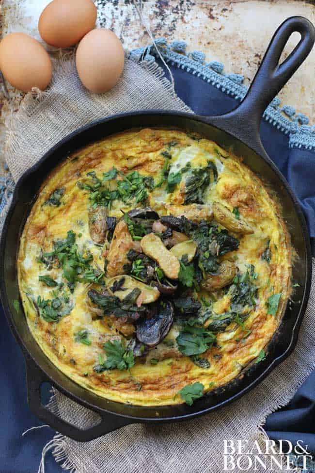 Frittata with spring greens and potatoes