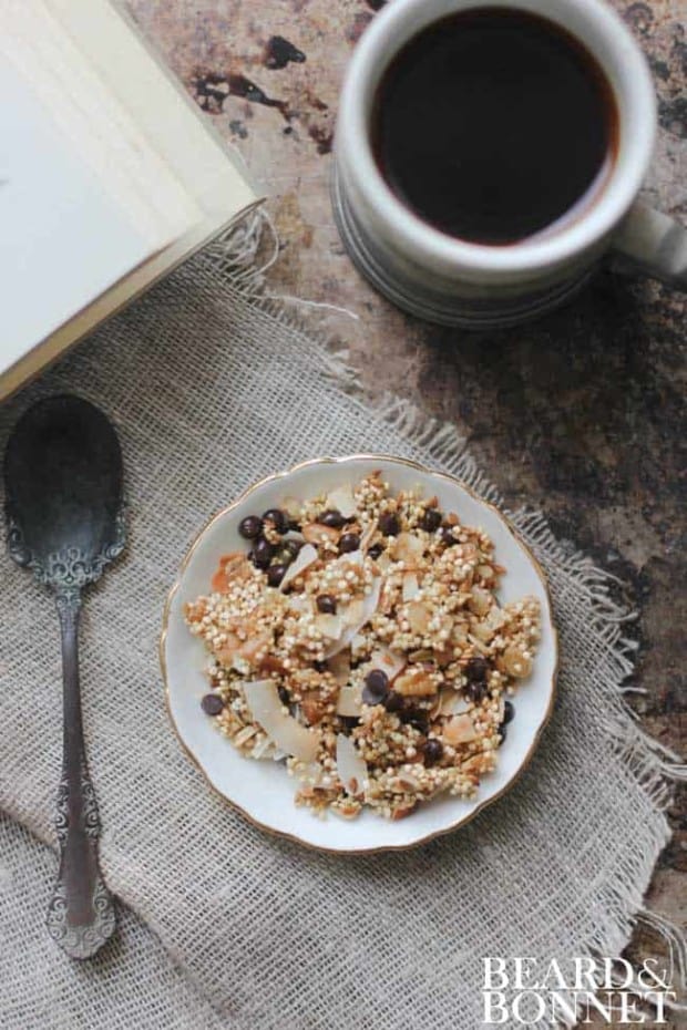 Chocolate Chip and Toasted Coconut Quinoa Granola by Beard and Bonnet #glutenfree #dairyfree