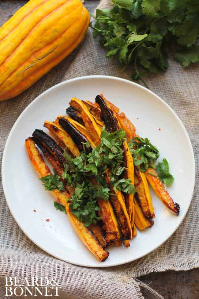 Miso and Red Curry Glazed Delicata Squash Fries {Beard and Bonnet} #glutenfree #vegan