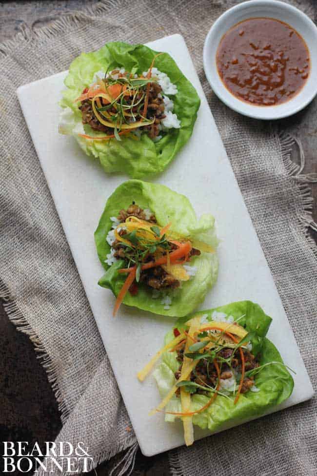 Asian Lettuce Wraps with Homemade Hoisin Sauce || @thismessisours