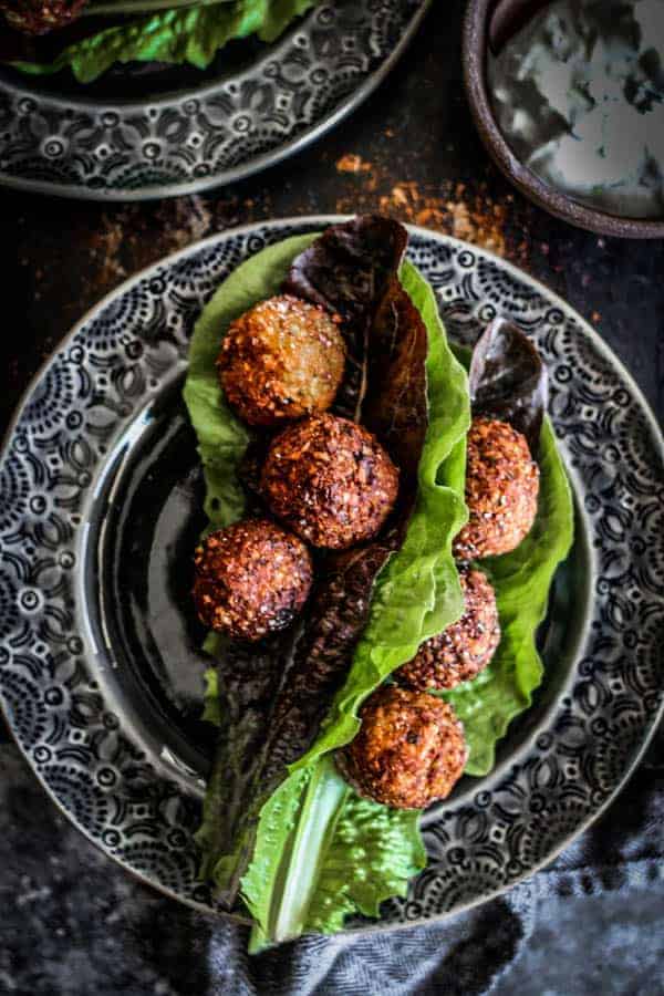 Sweet Potato & Millet Falafel in lettuce wraps