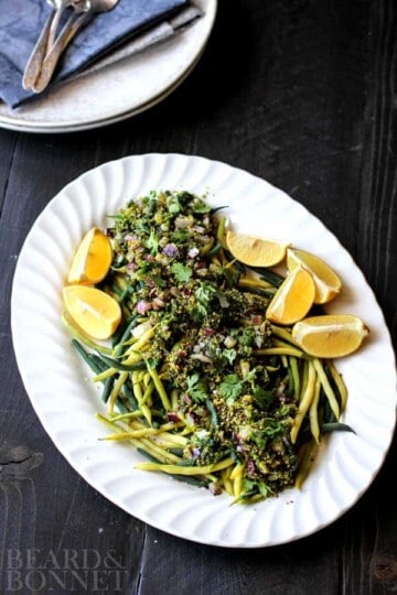 Green Beans with Red Onion, Pistachios, and Herbs {Beard and Bonnet} #glutenfree