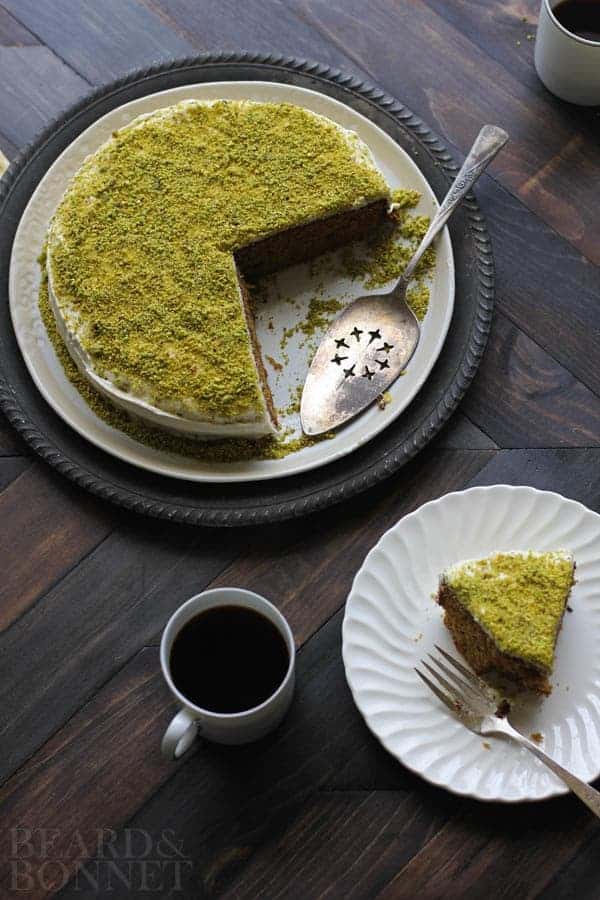 Lemon Pistachio Cake With Cream Cheese Frosting {Beard and Bonnet} #glutenfree