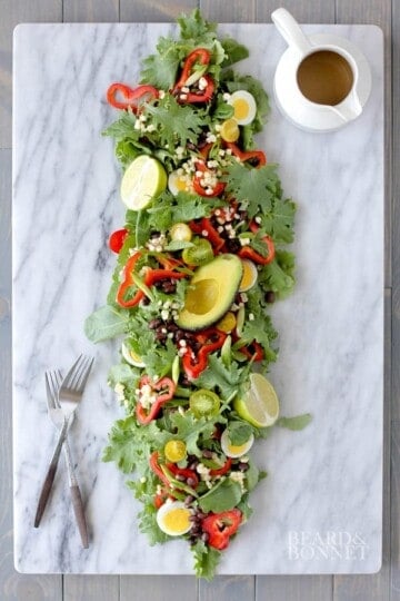 Southwest Baby Kale Salad with Cumin-Ginger-Sage Dressing {Beard and Bonnet} #glutenfree
