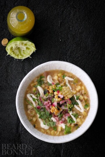 Grilled Mexican Street Corn Soup & Massel {Beard and Bonnet} #glutenfree #vegan