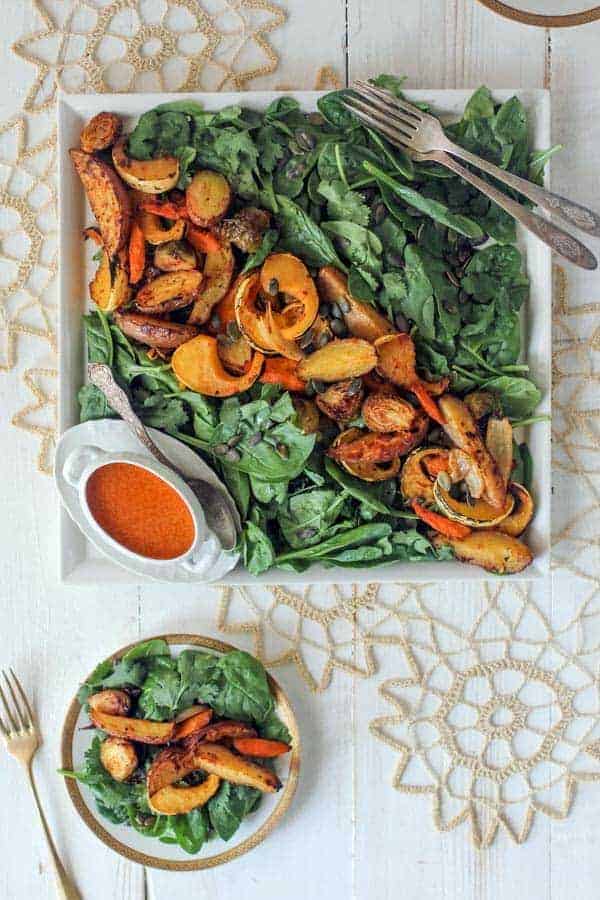 Gluten free and vegan Miso-Curry Roasted Vegetable Salad {Beard and Bonnet}