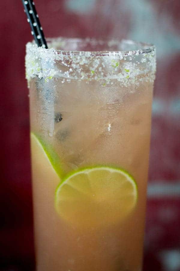 Pink Cadillac Margarita recipe {@beardandbonnet www.thismessisours.com }