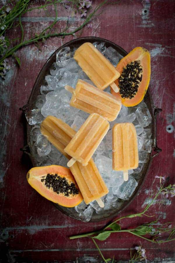 Papaya, Coconut, and Citrus Popsicles recipe { @beardandbonnet www.thismessisours.com }