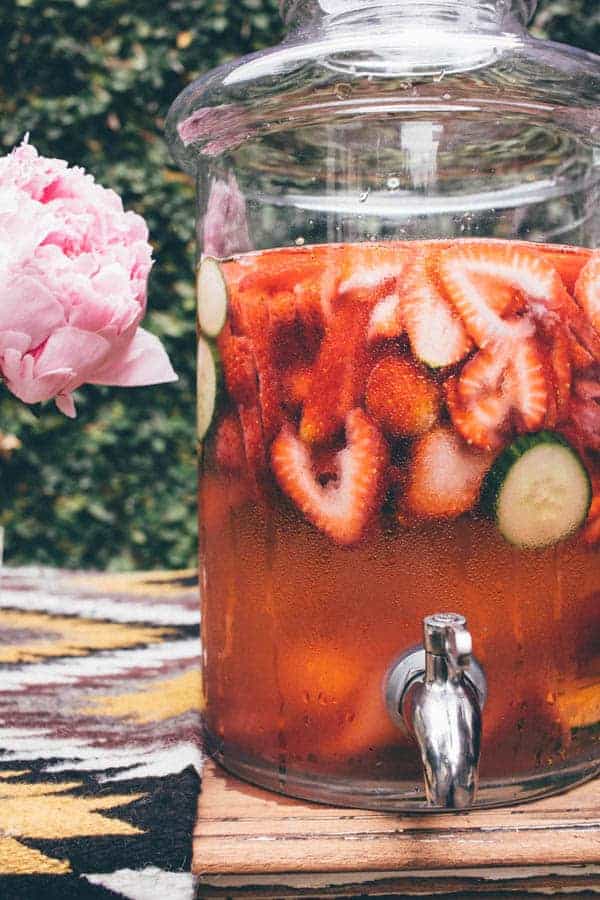 Strawberry Cucumber Spa Water { @beardandbonnet www.thismessisours.com }