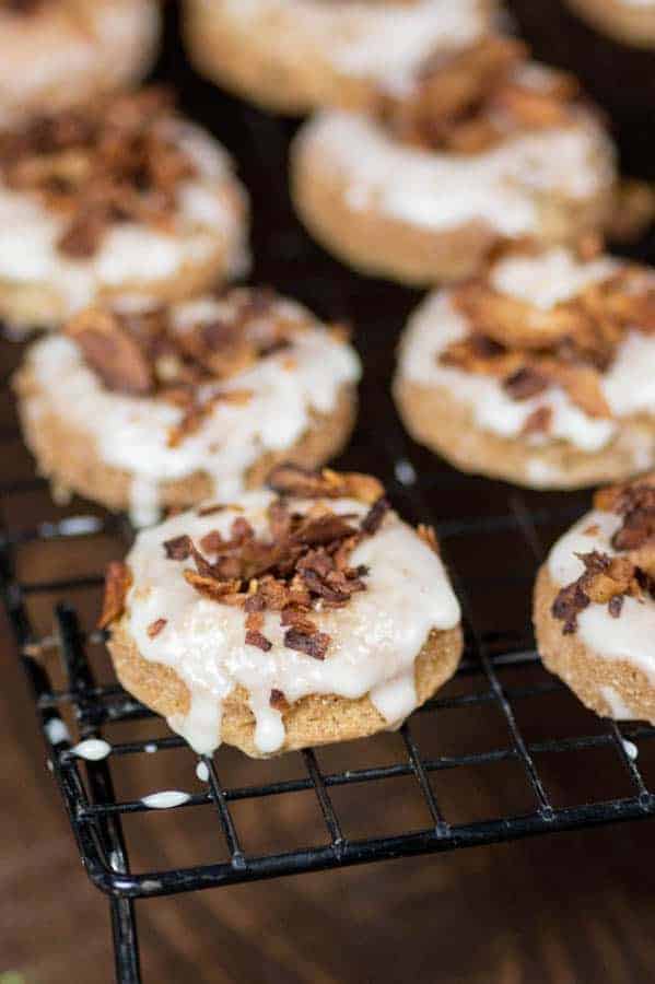 Maple Donuts with Coconut Bacon Sprinkles { @beardandbonnet www.thismessisours.com }