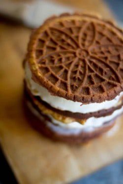 Pumpkin Spice Pizzelle Ice Cream Sandwiches recipe by @beardandbonnet on www.thismessisours.com