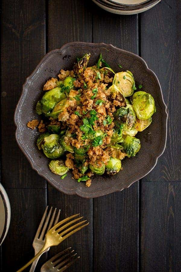 Roasted Brussels Sprouts with Lemon & Herb Breadcrumbs recipe by @beardandbonnet on Massel.com