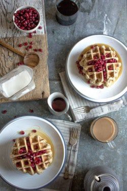 Eggnog Waffles recipe by @beardandbonnet on www.thismessisours.com