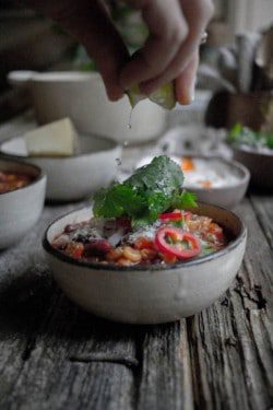 Vegetarian One Pot Taco Soup recipe by @beardandbonnet on www.thismessisours.com