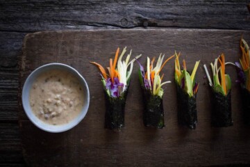 Sunrise Nori Wraps with Spicy Tahini Drizzle from Eating Clean by Amie Valpone on @beardandbonnet