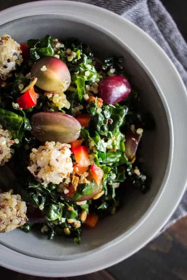 Kale & Quinoa Salad recipe by @beardandbonnet with @Massel on www.thismessisours.com