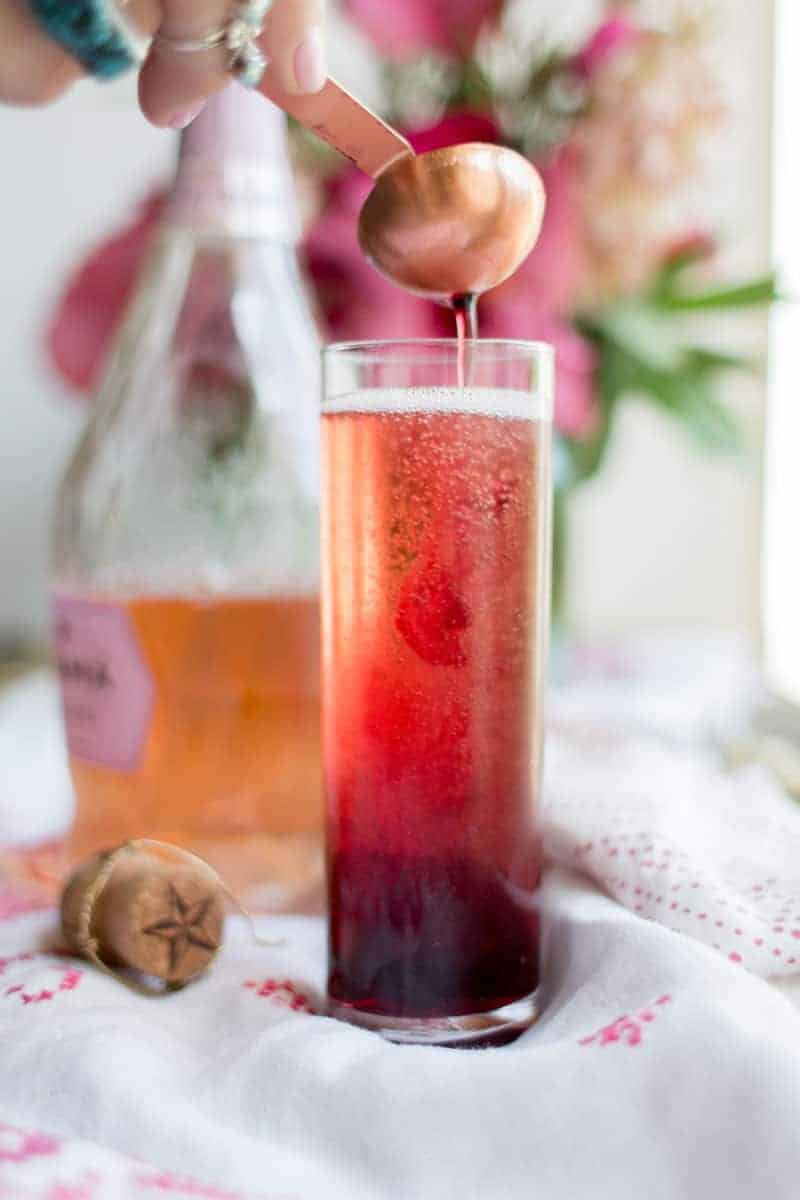 Hibiscus Rosé Mimosa recipe by @beardandbonnet on www.thismessisours.com