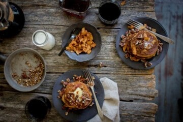 Gluten Free Pumpkin Butter Pancakes + Bacon and Pecan Sprinkles | @thismessisours