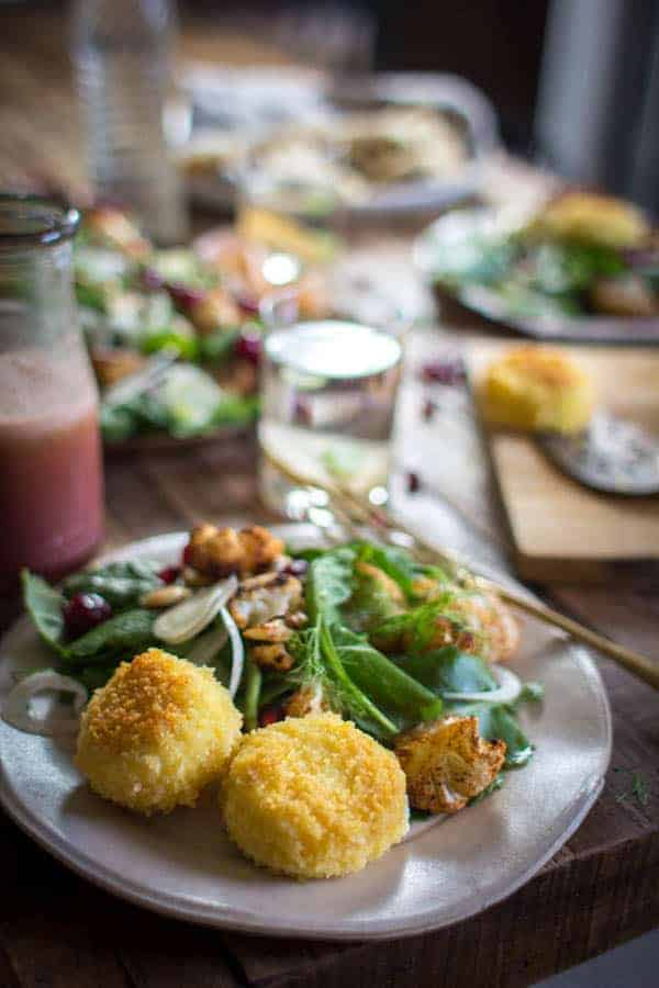 Easy Holiday Kale Salad + Cinnamon Roasted Cauliflower recipe | @thismessisours @taylorfarms #yourtaylorfarms #ATaylorFarmsHoliday