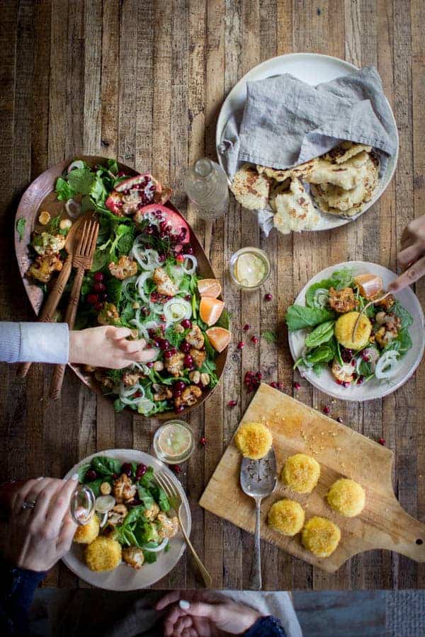 Easy Holiday Kale Salad + Cinnamon Roasted Cauliflower | @thismessisours @taylorfarms #yourtaylorfarms #ATaylorFarmsHoliday