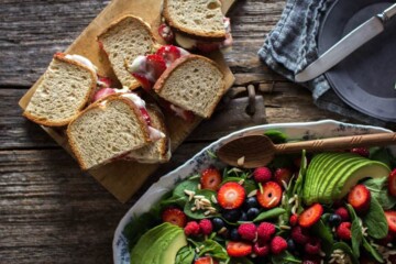 Strawberry-Pesto Melt sandwich recipe from Superfood Weeknight Meals by Kelly Pfeiffer on @thismessisours