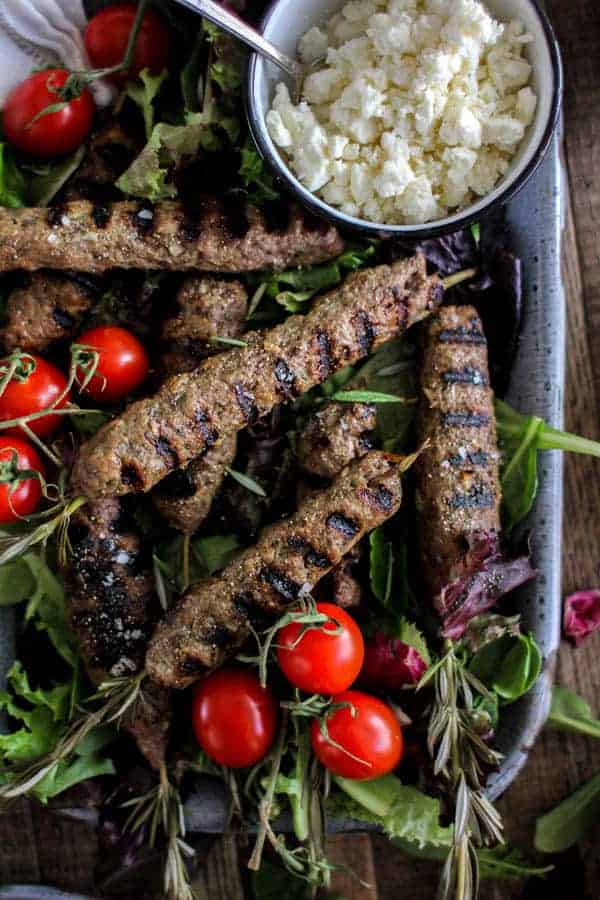 Rosemary Lamb Kofta recipe for Father's Day || We have multiple dietary preferences gathering around our Father's Day table this year , so the menu will appease them all! Rosemary lamb kofta for the meat eaters and fresh homemade falafel for our vegetarians. || @thismessisours @surperiorfarms #FathersDay #glutenfree