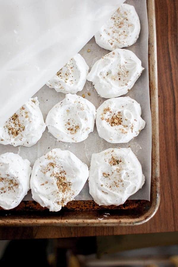 Individual Pistachio Pavlovas recipe || These elegant little pistachio pavlovas are perfect for summertime entertaining. || @thismessisours #glutenfree #vegetarian #FriendsWhoFete