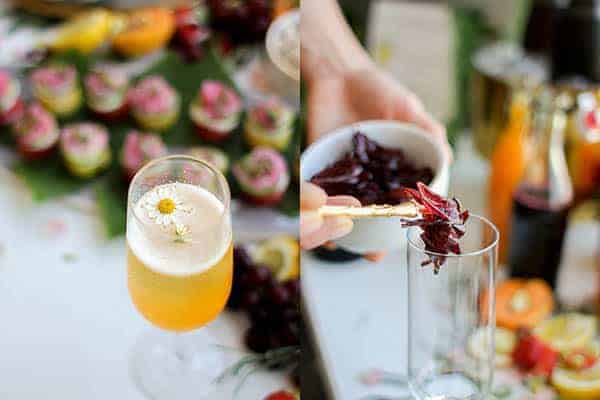 How to Build the Ultimate Champagne Bar for Summer || edible flower garnishes || @thismessisours #glutenfree #vegan #DIY