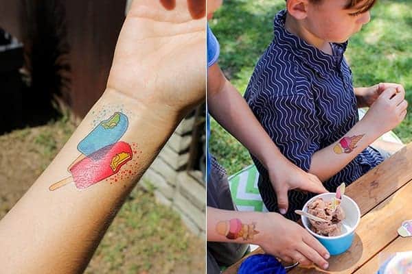 How to Host an Ice Cream Social || What kid doesn't love a temporary tattoo? We created our own ice cream inspired tattoos for the party and the kids went nuts for them! Download the pdf to make your own! || @thismessisours #FriendsWhoFete