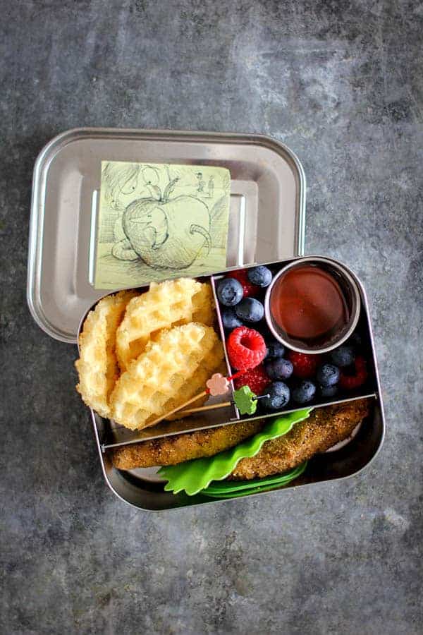 Chicken & Waffle Lunch Box recipe || with gluten free options. || @thismessisours #lunchbox