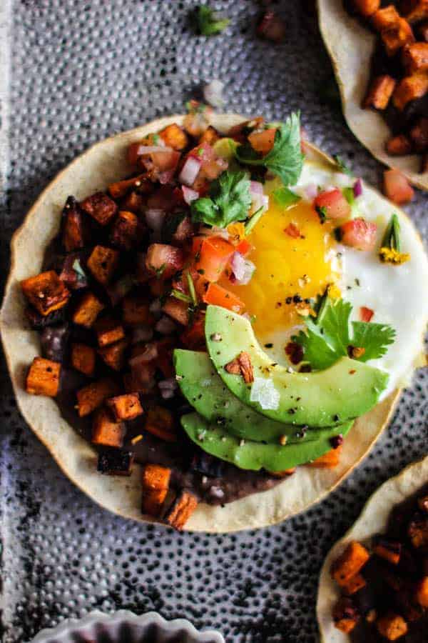 Crave-Worthy Breakfast Tostadas recipe || You are only a few pantry staples and less than a half hour away from one of the best breakfasts you have ever eaten! || @thismessisours #vegetarian #glutenfree #ad