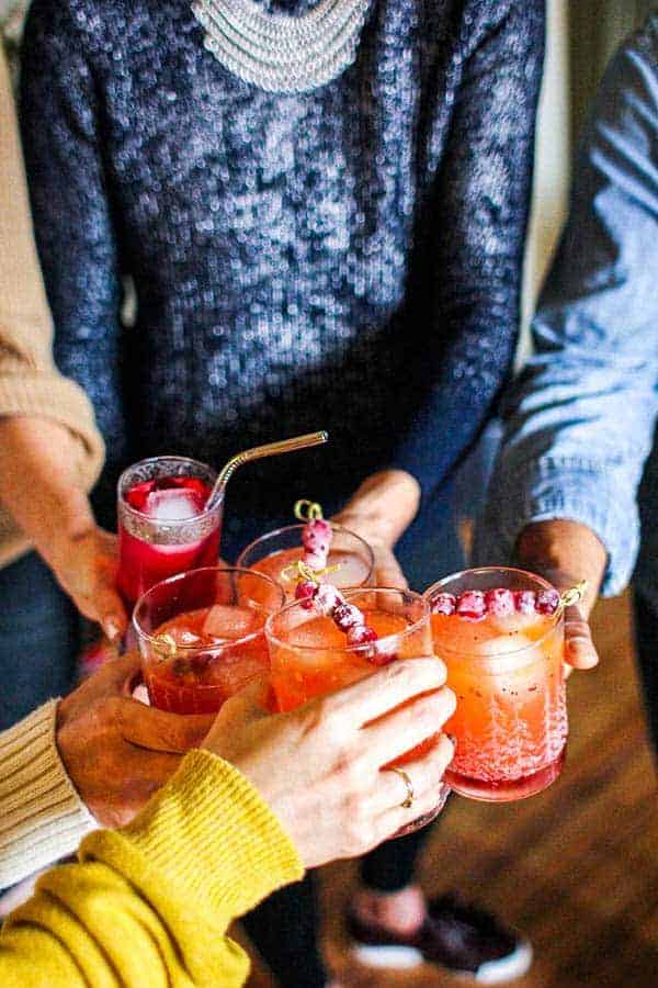 Cranberry Sauce Dark & Stormy recipe || Quite possibly the tastiest way to use up all of that cranberry sauce during the holidays! || @thismessisours #FriendsWhoFete #vegan