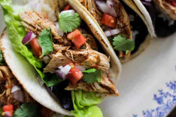 instant pot salsa chicken tacos 