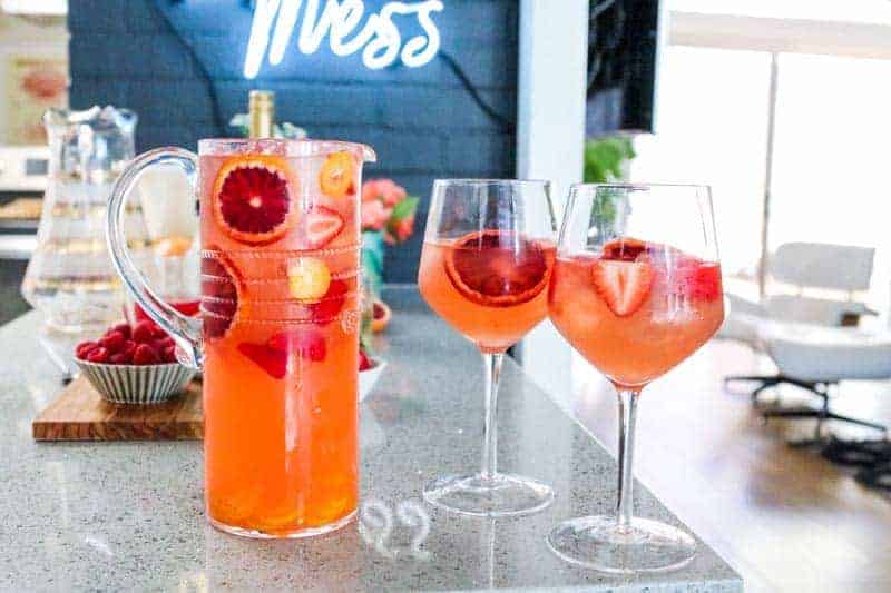 Blood Orange Ginger Sangria pitcher and glasses