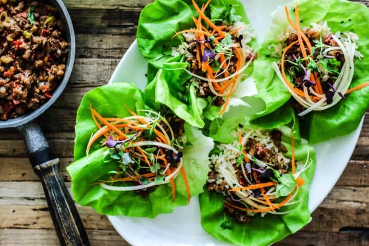 Vegetarian Portobello Lettuce Wraps - This Mess is Ours