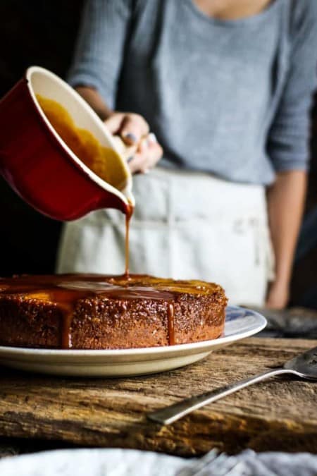 Gluten Free Caramel Apple Upside Down Cake - This Mess is Ours