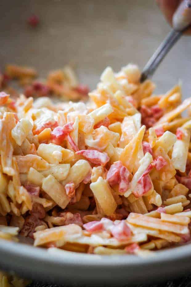 Close up of pimento cheese