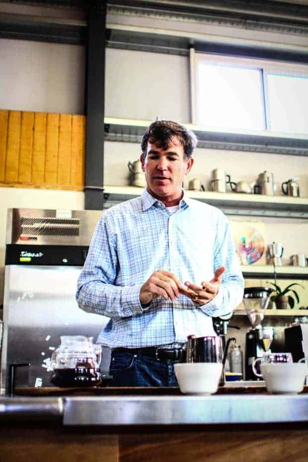 Jay Ruskey, the CEO and Co-Founder of Frinj Coffee at a cupping